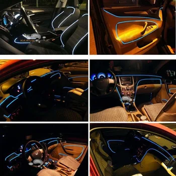 5 Metrus, Auto salona Apgaismojums Auto LED Lentes EL trose Auto Atmosfēru Dekoratīvās Lampas Elastīgu Neona Gaismas DIY