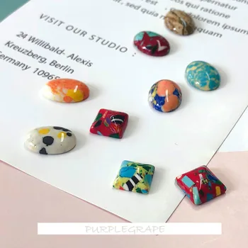 DIY Ventilators Māksla Mākslas Color Pop Stila Tirkīza Auskari Materiāli Kvadrātveida Ovāla er shi pin Piederumi 6 gabali