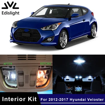 Edislight 8Pcs Balta LED Lampa Ice Blue Auto Spuldzes Interjera Pakete Komplekts 2012-2017 Hyundai Veloster Kartes Dome Bagāžnieka Plate Light