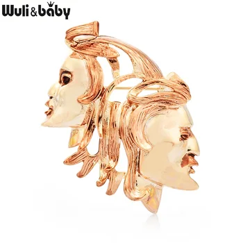 Wuli&bērnu Double Face Piespraudes Sieviešu Jauns Sakausējuma Mākslas Attēls Designe Puse Gadījuma Broša Piespraudes Dāvanas