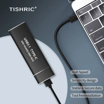 TISHRIC 10GB NVME/NGFF tipa-c M2 Cietā Diska Kārbas Ārējie HDD Gadījumā USB3.0 Cietvielu Cieto Disku Kastes Cietā Diska Adapteri HDD Box