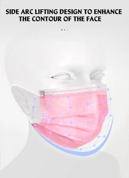 Rozā Nagu Maskas, 3 slāni, kas droši Filtrs Sejas maska Anti-piesārņojums, kas Nav Vienreizējās lietošanas Maskas Kokvilnas Elpojošs Aizsardzības Mascarillas