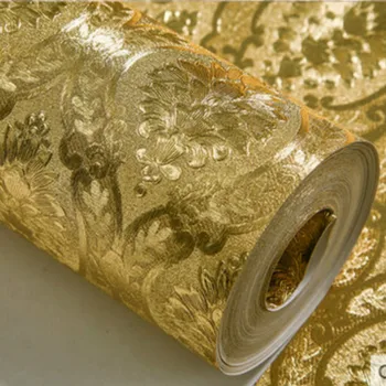 Luksusa Klasiskās Zelta Tapetes Roll Guļamistaba, Dzīvojamā Istaba Palīdzības Damask tapešu Spīguļi, Tapetes, Zelta Folija papel de parede
