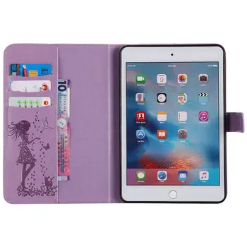 PU Ādas Gadījumā iPad mini 5 7.9 2019. gada 5. Paaudzes Būtiska Meitene Kaķis Reljefs Lakots vāks ipad mini 4 lieta+filma+pildspalva