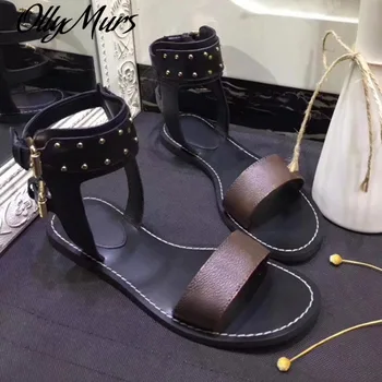 Ollymurs Luksusa zīmolu kurpes 2020. gadam karstā pārdošanas atvērtu purngalu kniežu sandales plakana papēža sieviešu sandales gadījuma sieviešu kurpes izmērs finansēšana 41-42