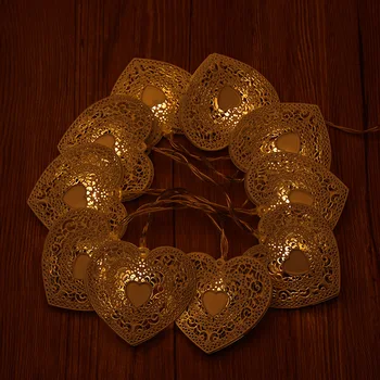 120cm 10 LED Silti Balta Metāla Mīlestības Sirds Formas Gaismas Vadu Āra Ziemassvētku Dārza Kāzu Puse, Apdares Pasaku Stīgu Gaismas
