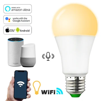 WiFi Smart Spuldzes Aptumšojami 15W E27 B22 LED Lampas App Darbojas, Alexa, Google Palīgs Kontroles Pamosties Smart Lampas Nakts Gaisma