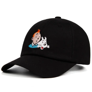 Kokvilnas TinTin Tētis cepure ar Izšuvumiem Beisbola cepure Pasūtījuma Siksna Atpakaļ Unisex Regulējams Aventures de Tintin Snapback Cepure Vīrietis