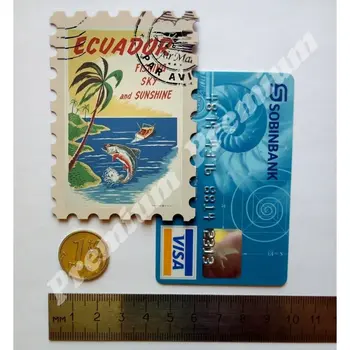 Ekvadora suvenīru magnēts vintage tūrisma plakāts