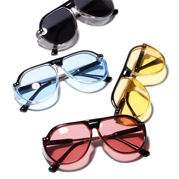AOZE2019 jaunu Caurspīdīgu krāsu varde spogulis sieviešu retro modes big face big rāmja saulesbrilles, vīriešu anti-UV unisex saulesbrilles