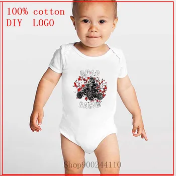 Jaundzimušo Vasaras Quad Sacīkšu ATV Offroad balts Bodysuits baby Infant Baby Toddler Zēnu un Meiteņu Kokvilnas Romper Jumpsuit Apģērbs Apģērbs