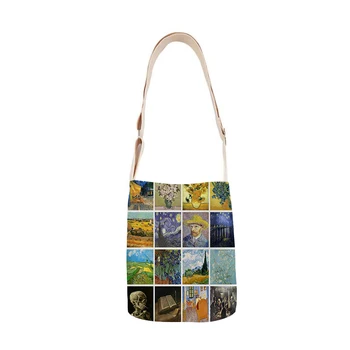 Van Goga gleznu kombinācija dāmas kokvilnas un lina somas mini soma vienkāršu mini messenger bag gadījuma messenger bag