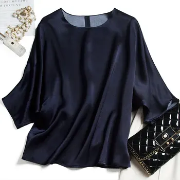 Jauno Sieviešu Modes Dāma Mulberry Zīda Krekls, Blūze, Bat Piedurknēm TT0008