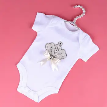 Jaundzimušo Bērnu Bodysuit Vasaras Apģērbu Zēni Meitenes Jumpsuit Pērļu Vainags Priekšgala mezgls Īsām Piedurknēm Zīdaiņu Apģērbs, 3-24M Bērniem Dāvanas