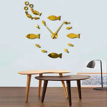 Jūras Dzīvnieku 3D Sienas Pulkstenis Uzlīme Zivis Ar Burbulis DIY Pulkstenis Skatīties Liels, Liels Sienas Pulksteņi Mūsdienu Dizaina Nams Pulkstenis Dekori