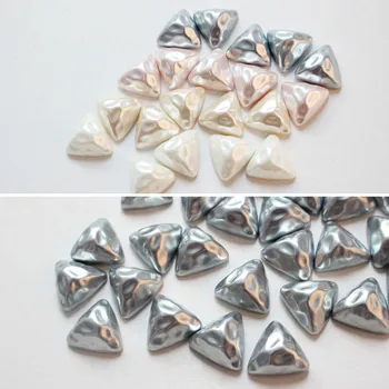 Vasaras stils 40pcs/daudz 15mm krāsa, mākslīgas pērles efekts ģeometrija trīsstūra formas flatback sveķu krelles diy rotaslietas piederumu