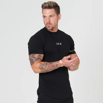 Vīriešu Fitnesa T-krekls Kokvilnas t-veida, ar Īsām piedurknēm t krekls Slim Raibs Zīmolu Vīriešu sporta zāles Topi Vasaras Treniņu Modes Ikdienas apģērbu