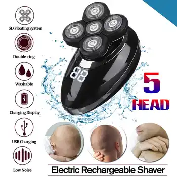 5D Elektriskais Skuveklis Vīriešiem Pliku Galvu polijas Hair Clipper Trimmeris Peldošās 5 Asmens Galviņas, Skūšanās Mašīna, Skuvekļi Uzlādējams