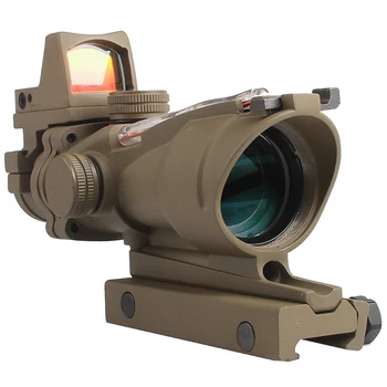 Taktiskā Riflescope 4X32 Šautene Jomu W/Nekustamais Sarkans Zaļš Šķiedras Mini Red Dot Aktuāli Airsoft Medību Fotografēšanas Šauteni, Bise 6-0058