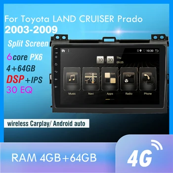 4G+64GB PX6 Auto Multimedia Player, Uz LAND CRUISER 120 Prado 2003. Līdz 2009. Android 10 Radio Auto Carplay Navigācija GPS 4G aizmugurējā DAB+