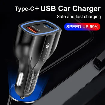 Universālo USB Automašīnas Lādētājs QC3.0 Ātra Uzlāde USB C Tipa Mobilā Tālruņa Adapteri iPhone 12 11 Pro, Samsung, Huawei Xiaomi Redmi