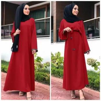 LR182 Elegants pieaugušo Musulmaņu tīru krāsu Abaya Arābu turku Singapūra Jilbab Dubaija Gara Kleita Musulmaņu Sieviešu Kleitas Islāma kleitu