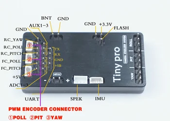 Tiny mini alexmos BaseCam Elektronika SimpleBGC 32bit 3 Ass gimbal kontrolieris ar kodēšanas iekārtas Saskarnei, kas FPV Rokas