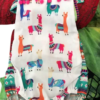 Bērnu Vasaras Apģērbu Jaundzimušā Bērna Baby Girl Bārkstis Dzīvnieku Bodysuit Jumpsuit Apģērbs Bez Piedurknēm Backless Sunsuit