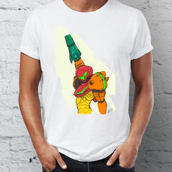 Jauns Vīriešu T-krekls Attēloti Samus Aran Metroid Mīlestība Smieklīgi Artsy Spēļu Tshirt Hip Hop Jauniešiem t-veida Topi Harajuku Streetwear