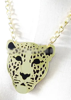Super Cool Leopard Vadītājs Akrila Kulons, Kaklarota, Zelta Ķēdes Spoguļa Virsmas Džemperis Kaklarota Sievietēm, Vīriešiem Punk Unisex Kaklarota