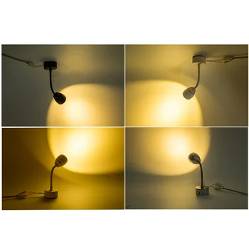Regulējams Savīti Elastīga Metāla Led Prožektoru gaismā uz Leju, LED gaismas Ceļa 3W Griestiem salona Apgaismojums Guļamistabai iekštelpu Apgaismojums