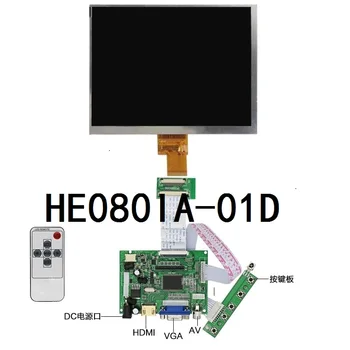 8 collu lcd ekrānu HE080IA-01D 1024*768 hd IPS LCD Displejs + HDMI/VGA/AV Kontroles Vadītāja Valdes