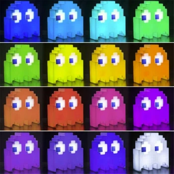 LED Nakts Gaisma Pacman Karikatūra USB Pikseļu Nakts Lampas Krāsu Mainās LED Gultas Luminarias Bērnu Guļamistaba Gara gaismas Bērniem Rotaļlietas