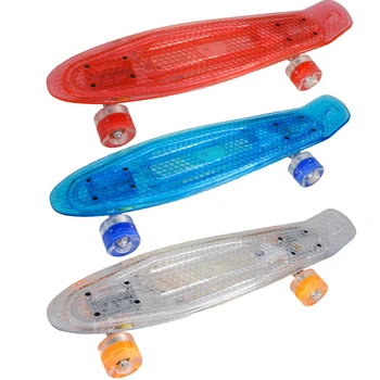 Jusenda LED Skeitborda Mini Longboard Zivju Valdes Penss Valdes Flash Retro Riteņi Bērniem Cruiser Scooter Pārredzamu Skate Valde