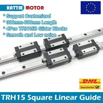 2gab 15mm TRH15 Laukumā, Lineārie Guide Rail kit 400mm 300mm 600mm + 4gab TRH15B Slīdni Bloki, kas paredzēti CNC mašīna