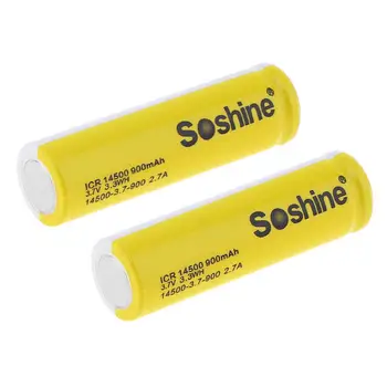 Soshine 2gab 3,7 V ICR 14500 900mAh Li-jonu Akumulators ar Drošības Vārsts + Pārnēsājamo Bateriju Kārba, Lukturi