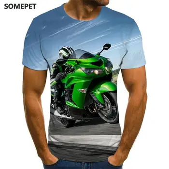 Cool sacīkšu grafikas T-krekls motociklu 3D iespiesti vīriešu T-krekls vasaras modes topi punk T-krekls vīriešu plus lieluma streetwear