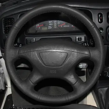 DIY Melna Mākslīgās Ādas Roku šūtas Auto Stūres Rats Segumu Mitsubishi Pajero Sport 2004 Montero Sport 2004
