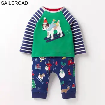 SAILEROAD Rudens Drēbes Zēniem Tracksuit Karikatūra Suņu Puikas, Ziemassvētku Tērpiem 2-7 Gadiem Maz Meiteņu Krekls, Bikses Apģērbu Komplekti