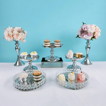 1-12pcs sudraba cupcake kāzu torte stāvēt spoguļa barware ēdiena dekorēšanas kūka rīki bakeware uzstādīt puse dinnerware
