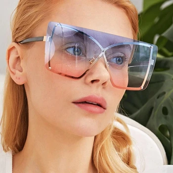 Rozā, Zilā Vairogu Saulesbrilles Sieviešu Vintage Bez Apmales Vienā Gabalā, Saules Brilles Sieviešu Sakausējuma Kvadrātveida Briļļu Vīriešiem Toņos 2020. Gadam, Modes