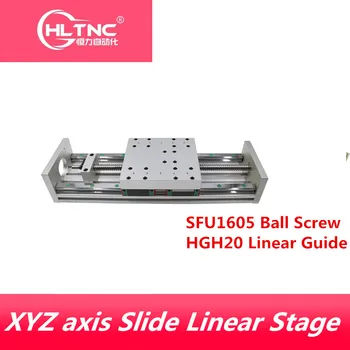 XYZ ass Slaidu Lineāru Posmu SFU1605 Lodīšu Skrūves+ HGH20 Lineārie Guide Piemērots Name23/34 stepper/Servo motors par CNC mašīna