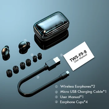 TWS Bluetooth 5.0 Austiņas 2200mAh Uzlādes Box Bezvadu Austiņu 9D Stereo Sporta Ūdensizturīgs Earbuds, Austiņas Ar Mikrofonu