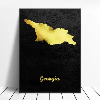 Zelta Karti Gruzijas Kanvas Glezna Mākslas Izdrukāt Plakātu Grafiskās Sienas Mūsdienu Minimālisma Guļamistaba, Dzīvojamā Istaba Apdare