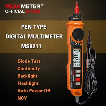 PEAKMETER MS8211 pildspalvas tipa digitālais multimetrs ACV DCV rokas izturība TSV nepārtrauktību bezkontakta elektroniskā testeris