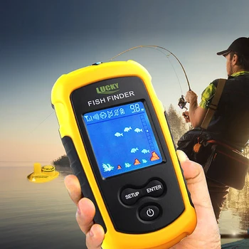 Laimīgs ir 120 m bezvadu darbības diapazons Portatīvo sonar sensors dziļāk Fish Finder FFCW1108-1 krāsu lcd displejs attiecībā uz zvejas