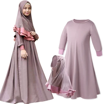 Divas Tradicionālo Ziedi Bērniem, Apģērbu Modes Bērns Abaya Musulmaņu Meitene Kleita Jilbab un Abaya Islāma Bērniem Hijab Kleitas