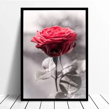 Ziemeļvalstu Minimālisma Sarkanu Rožu Plakātu Ziedu Audekls Gleznošanai Attēlu Drukas Sienas Māksla Mūsdienu Priekšstatu par Mājas Dekorēšanas bez rāmīša