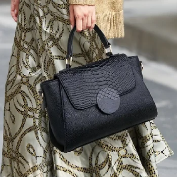 ZOOLER Luksusa Zīmolu Dizainera īstas ādas Sieviete, somas, Maki Pilnīgi Melns Ādas somas Arī Formas Segtu Plecu Somas