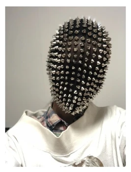 Black tehnoloģija pilnu masku flash urbt bārs gogo izpildi Puses cosplay ķivere Naktsklubs Kniežu Galvassegas Black Rhinestone Maska